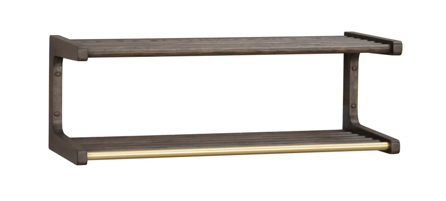 ROWICO Inverness hattehylde, m. bjlestnger - guld metal og brun eg (B:80)