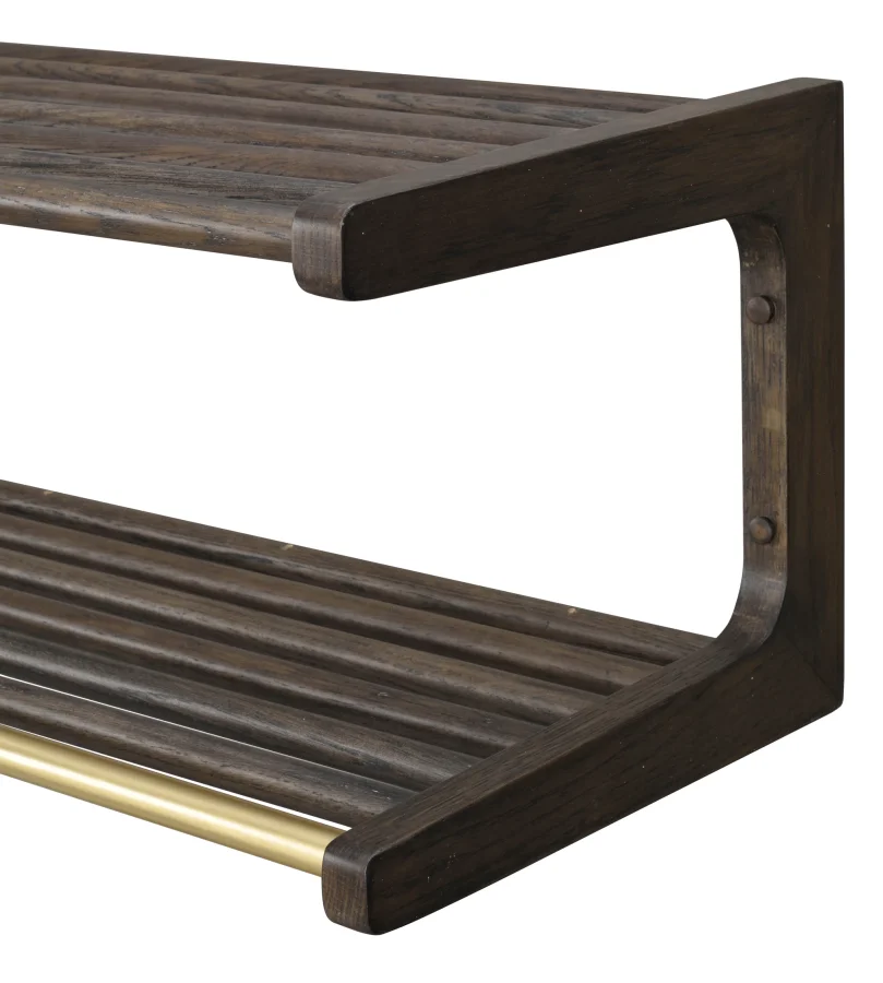 ROWICO Inverness hattehylde, m. bjlestnger - guld metal og brun eg (B:80)