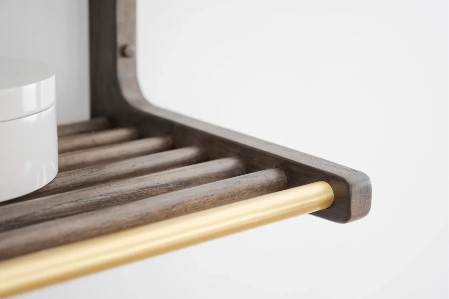 ROWICO Inverness hattehylde, m. bjlestnger - guld metal og brun eg (B:80)