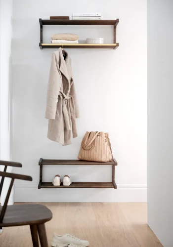 ROWICO Inverness vgmonteret skohylde, m. 2 hylder - brun eg (B:80)