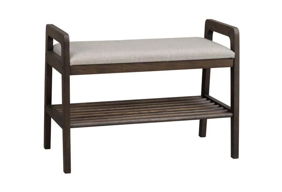 ROWICO Inverness bnk, m. 1 hylde - beige polypropylen og brun eg (75x40)