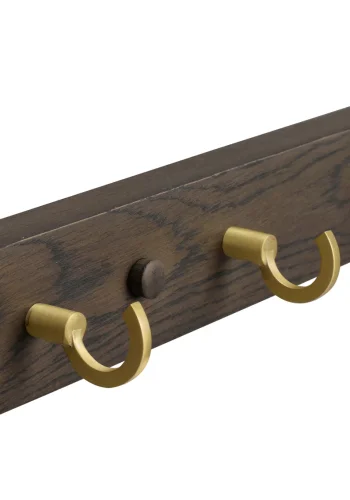 ROWICO Inverness knagerkke, m. 6 knager - guld metal og brun eg (B:65)