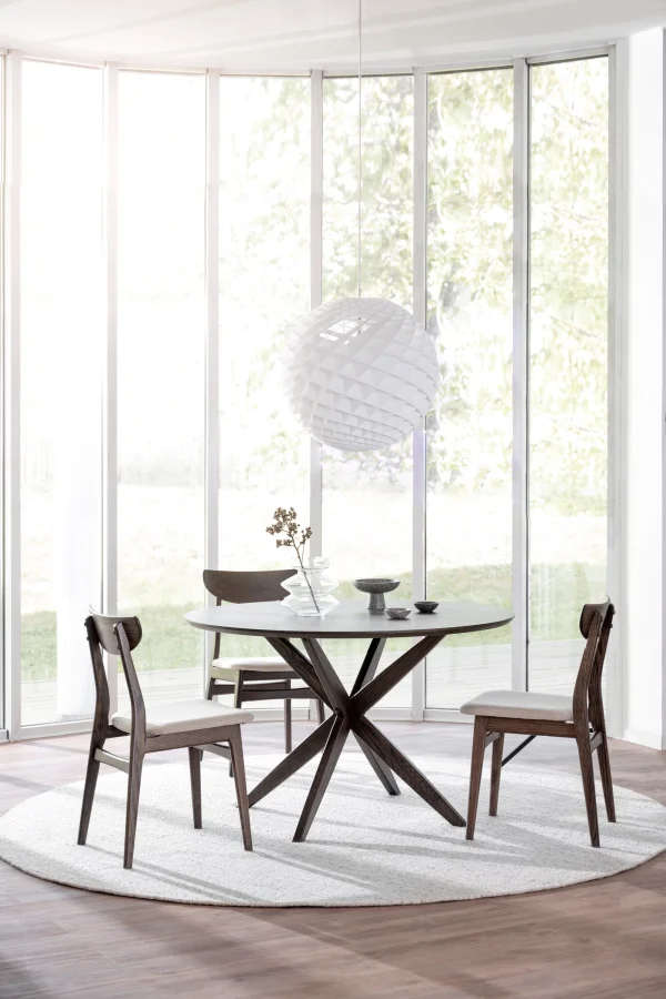 ROWICO Calverton spisebord, rundt - brun eikefiner og brun eik (120)