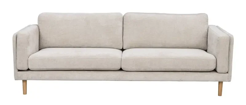 ROWICO Braden 3 pers. sofa - lys beige stoff og naturlig eik