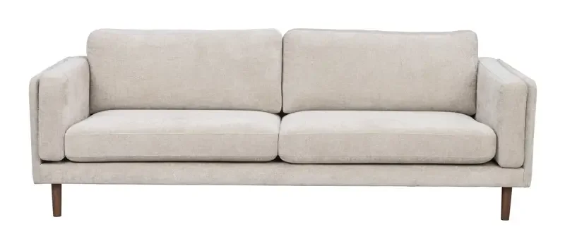 ROWICO Braden 3 pers. sofa - lys beige stoff og brun eik