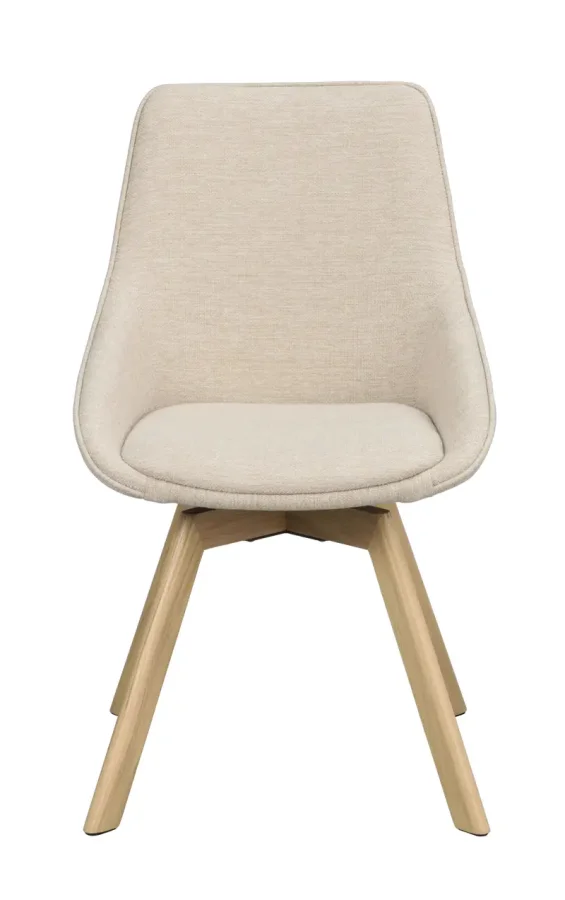 ROWICO Alison spisebordsstol, drejelig - lys beige stof og natur egetr