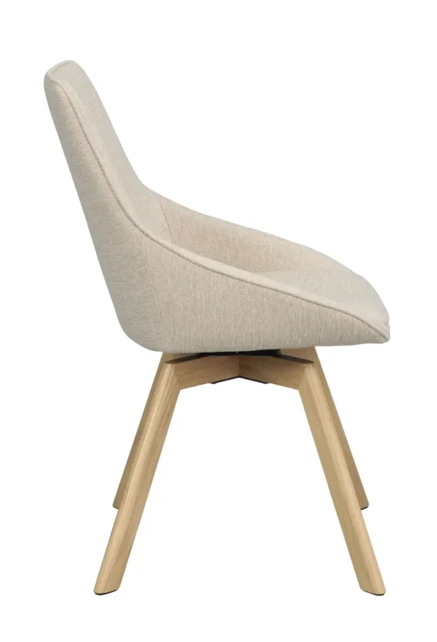 ROWICO Alison spisebordsstol, drejelig - lys beige stof og natur egetr