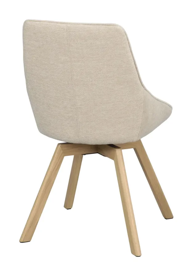 ROWICO Alison spisebordsstol, drejelig - lys beige stof og natur egetr