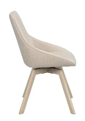 ROWICO Alison spisebordsstol, drejelig - lys beige stof og hvidpigmenteret egetr