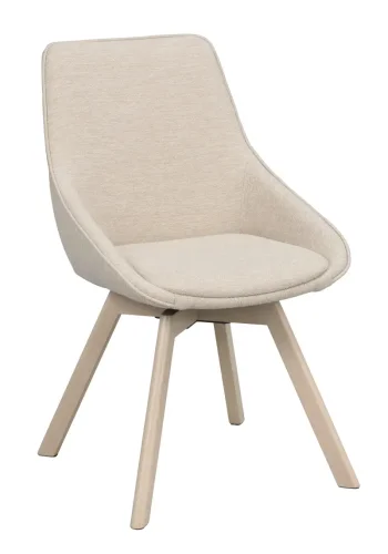 ROWICO Alison spisebordsstol, drejelig - lys beige stof og hvidpigmenteret egetr