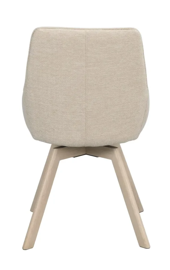 ROWICO Alison spisebordsstol, drejelig - lys beige stof og hvidpigmenteret egetr