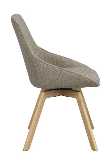 ROWICO Alison spisebordsstol, drejelig - mrk beige stof og natur egetr