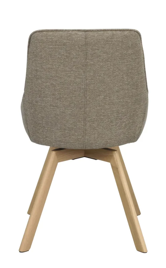 ROWICO Alison spisebordsstol, drejelig - mrk beige stof og natur egetr