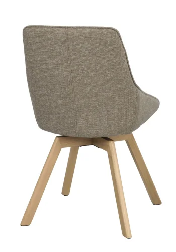 ROWICO Alison spisebordsstol, drejelig - mrk beige stof og natur egetr