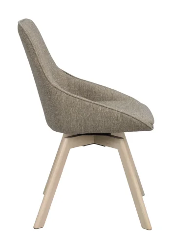 ROWICO Alison spisebordsstol, drejelig - mrk beige stof og hvidpigmenteret egetr