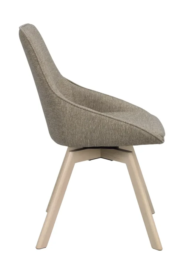 ROWICO Alison spisebordsstol, drejelig - mrk beige stof og hvidpigmenteret egetr