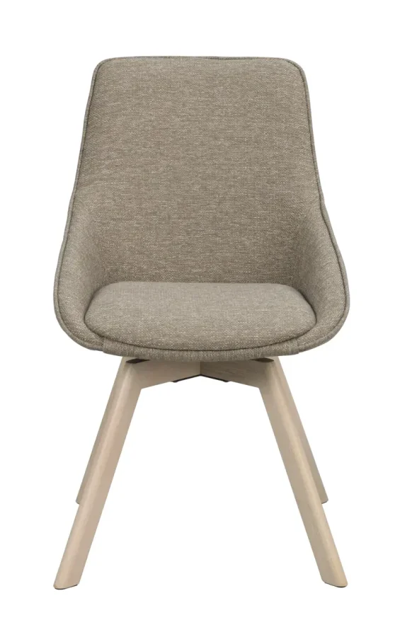 ROWICO Alison spisebordsstol, drejelig - mrk beige stof og hvidpigmenteret egetr