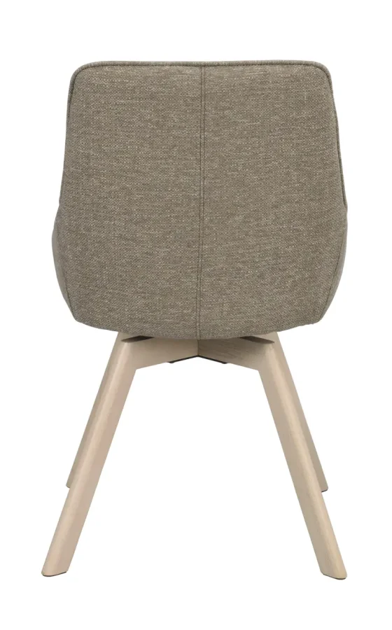 ROWICO Alison spisebordsstol, drejelig - mrk beige stof og hvidpigmenteret egetr