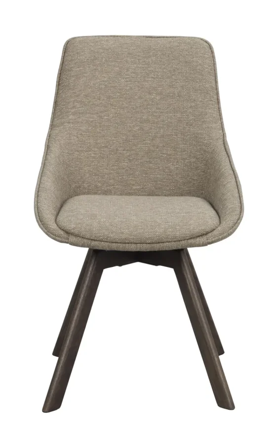 ROWICO Alison spisebordsstol, drejelig - mrk beige stof og brun egetr