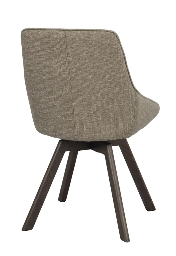ROWICO Alison spisebordsstol, drejelig - mrk beige stof og brun egetr