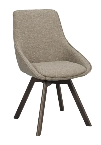 ROWICO Alison spisebordsstol, drejelig - mrk beige stof og brun egetr