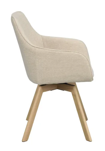 ROWICO Alison spisebordsstol, drejelig, m. armln - lys beige stof og natur egetr