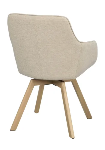 ROWICO Alison spisebordsstol, drejelig, m. armln - lys beige stof og natur egetr
