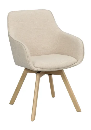 ROWICO Alison spisebordsstol, drejelig, m. armln - lys beige stof og natur egetr