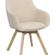 ROWICO Alison spisebordsstol, drejelig, m. armln - lys beige stof og natur egetr
