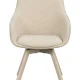 ROWICO Alison spisebordsstol, drejelig, m. armln - lys beige stof og hvidpigmenteret egetr