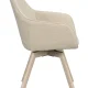 ROWICO Alison spisebordsstol, drejelig, m. armln - lys beige stof og hvidpigmenteret egetr