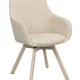 ROWICO Alison spisebordsstol, drejelig, m. armln - lys beige stof og hvidpigmenteret egetr