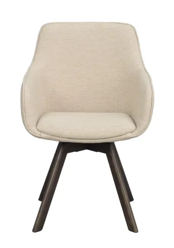 ROWICO Alison spisebordsstol, drejelig, m. armln - lys beige stof og brun egetr