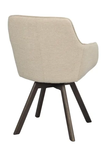 ROWICO Alison spisebordsstol, drejelig, m. armln - lys beige stof og brun egetr