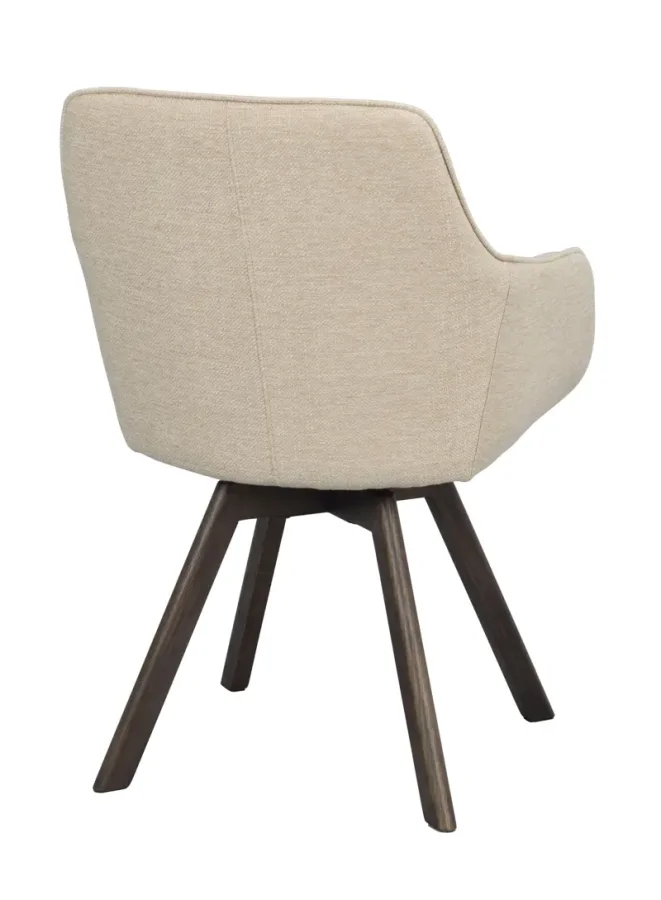 ROWICO Alison spisebordsstol, drejelig, m. armln - lys beige stof og brun egetr