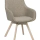 ROWICO Alison spisebordsstol, drejelig, m. armln - mrk beige stof og hvidpigmenteret egetr