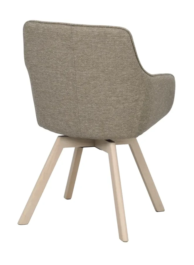 ROWICO Alison spisebordsstol, drejelig, m. armln - mrk beige stof og hvidpigmenteret egetr