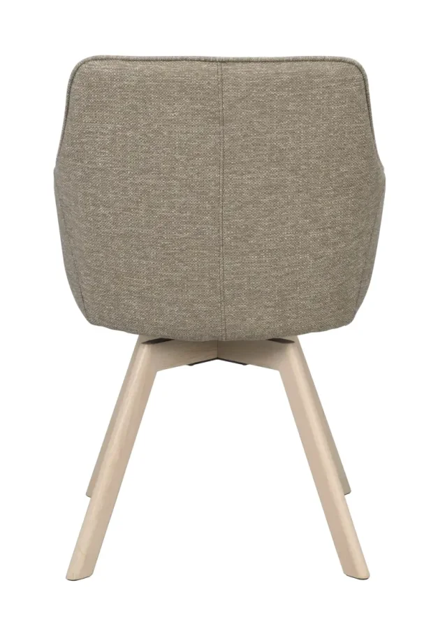 ROWICO Alison spisebordsstol, drejelig, m. armln - mrk beige stof og hvidpigmenteret egetr