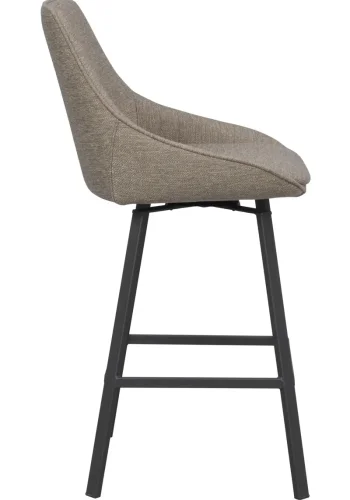 ROWICO Alison barstol, drejelig, m. rygln og fodsttte - mrk beige stof og sort metal
