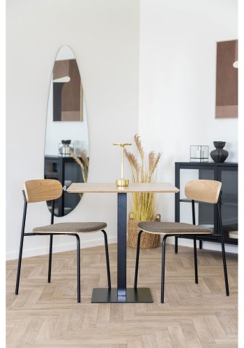 HOUSE NORDIC Fano kafébord, firkantet - naturlig melamin og svart stl (70x70)