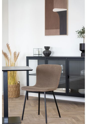 HOUSE NORDIC Fano kafébord, firkantet - mrk steingr melamin og svart stl (70x70)