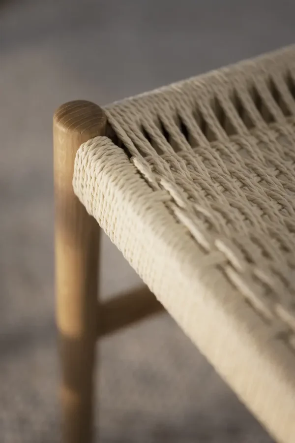 ROWICO Harlan spisestuestol - lys beige papirsnor og naturlig eik