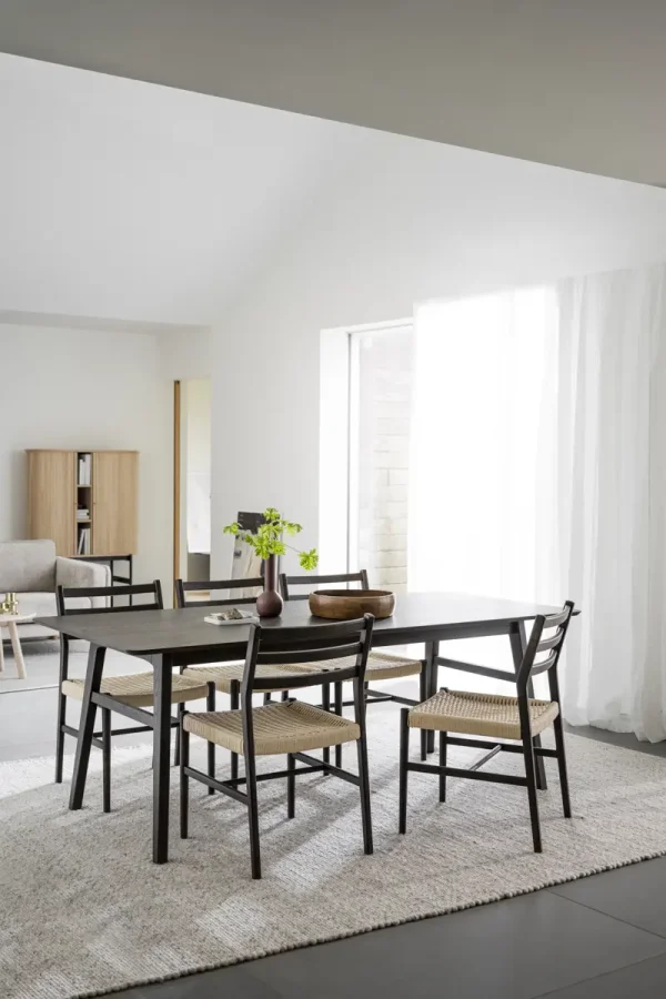 ROWICO Harlan spisestuestol - lys beige papirsnor og brun eik