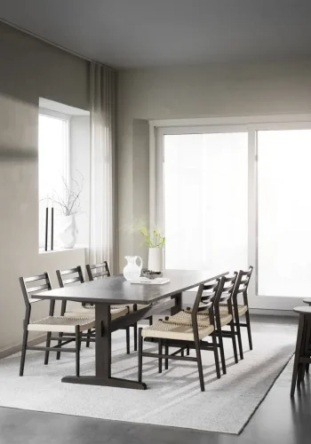 ROWICO Harlan spisestuestol - lys beige papirsnor og brun eik