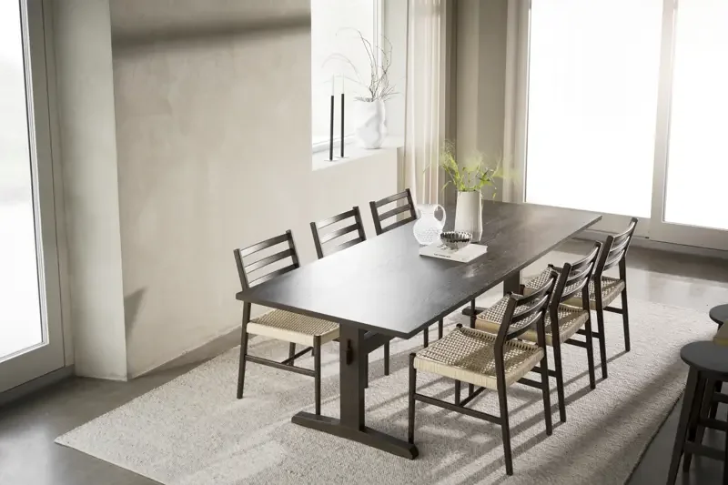 ROWICO Harlan spisestuestol - lys beige papirsnor og brun eik