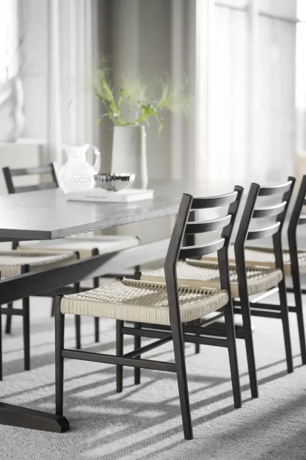 ROWICO Harlan spisestuestol - lys beige papirsnor og brun eik