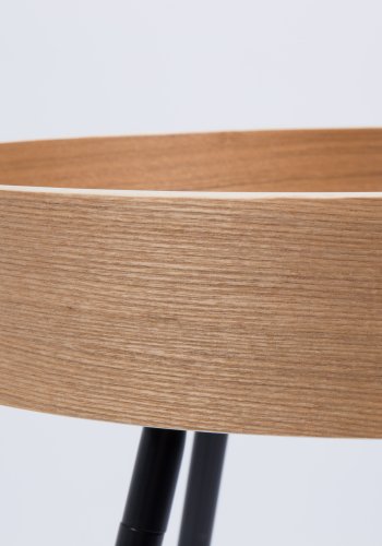 ZUIVER EIK brettbord, rundt - naturlig eik og sort stl (46,5)