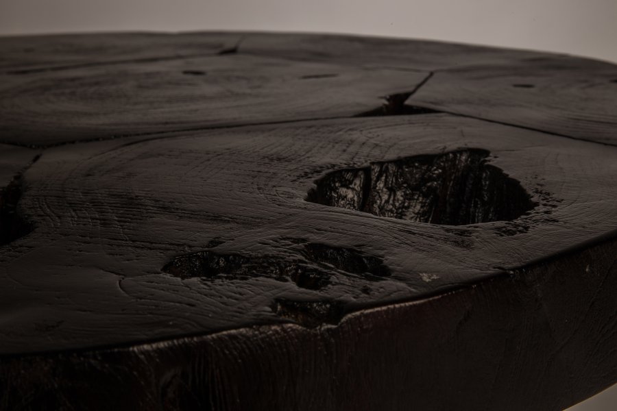 DUTCHBONE Kraton sidebord L, rundt - svart teak og svart jern (60)