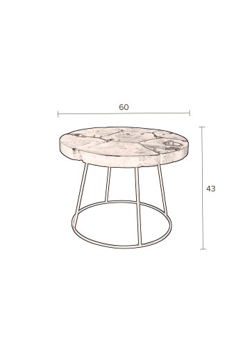 DUTCHBONE Kraton sidebord L, rundt - svart teak og svart jern (60)