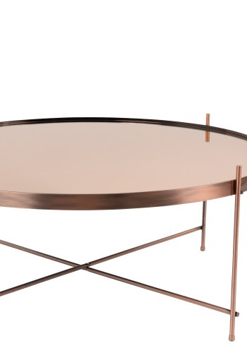 ZUIVER Cupid sidebord XXL, rundt - kobberglass og kobbermetall (82,5)